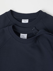 Polarn O. Pyret Blue Organic Cotton Plain Sweatshirt - Image 2 of 3