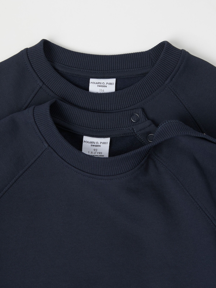 Polarn O. Pyret Blue Organic Cotton Plain Sweatshirt - Image 2 of 3