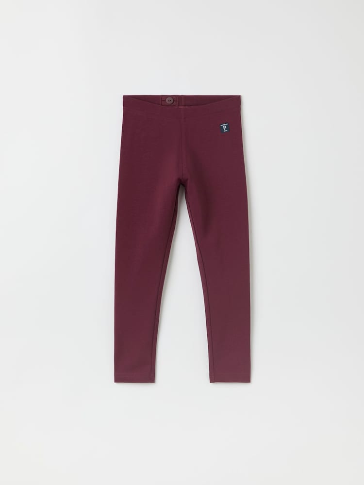 Polarn O. Pyret Red Organic Cotton Blend Leggings - Image 1 of 2