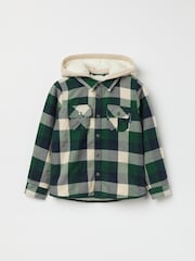 Polarn O. Pyret Green Fleece Lined Checked Shirt - Image 2 of 5