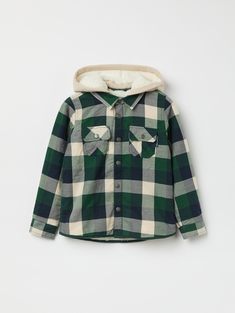 Polarn O. Pyret Green Fleece Lined Checked Shirt - Image 2 of 5