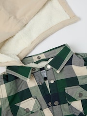 Polarn O. Pyret Green Fleece Lined Checked Shirt - Image 4 of 5