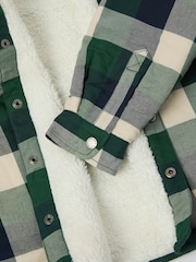 Polarn O. Pyret Green Fleece Lined Checked Shirt - Image 5 of 5