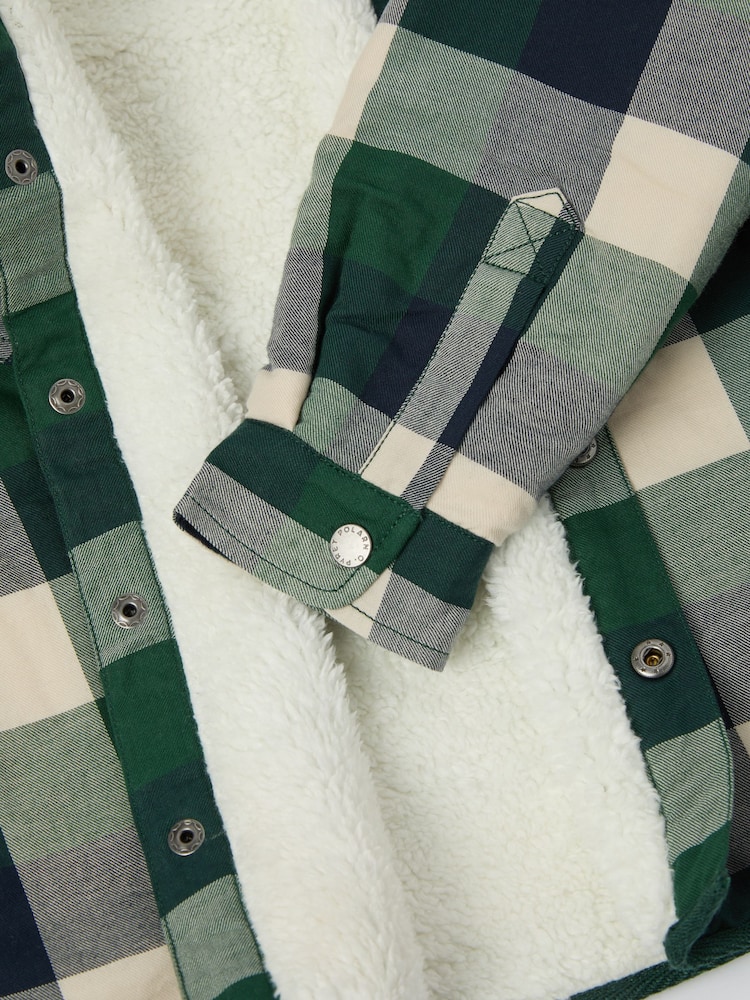 Polarn O. Pyret Green Fleece Lined Checked Shirt - Image 5 of 5