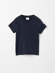 Polarn O. Pyret Blue Organic Cotton Short Sleeve T-Shirt - Image 1 of 2