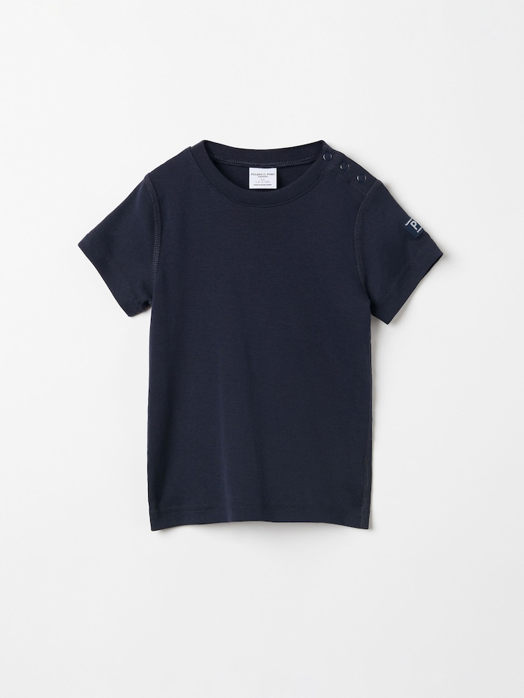 Polarn O. Pyret Blue Organic Cotton Short Sleeve T-Shirt - Image 1 of 2