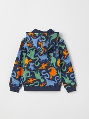 Polarn O. Pyret Blue Organic Cotton Dinosaur Print Hoodie - Image 3 of 5