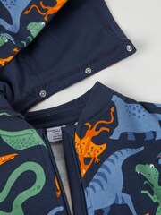 Polarn O. Pyret Blue Organic Cotton Dinosaur Print Hoodie - Image 4 of 5