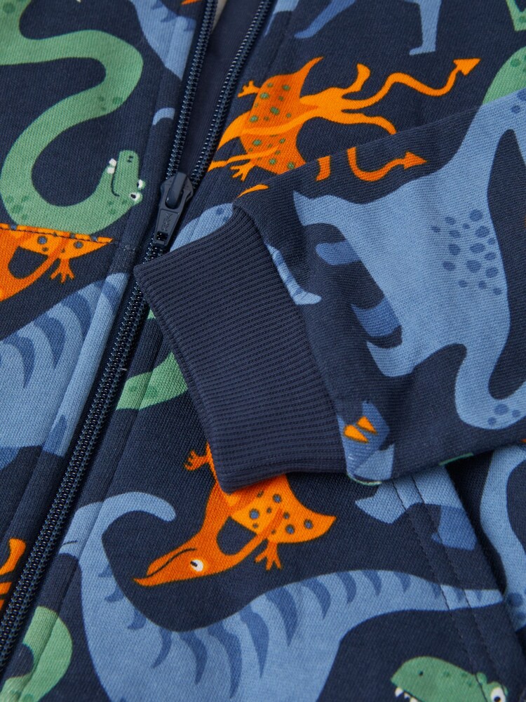 Polarn O. Pyret Blue Organic Cotton Dinosaur Print Hoodie - Image 5 of 5