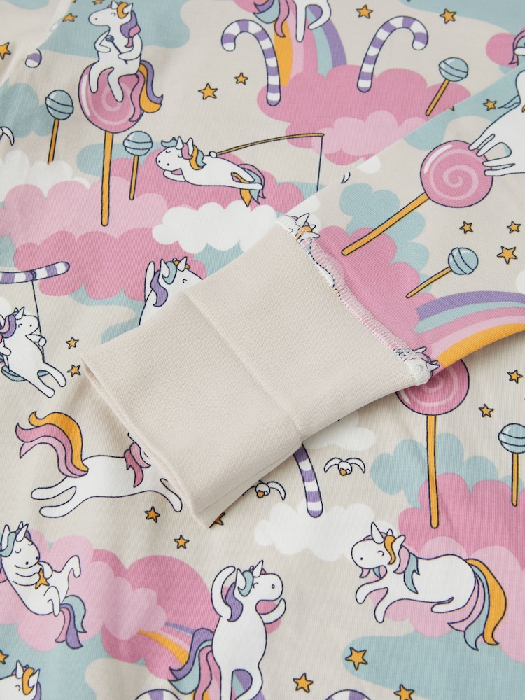 Polarn O. Pyret Natural Organic Cotton Unicorn Print Pyjamas - Image 3 of 3