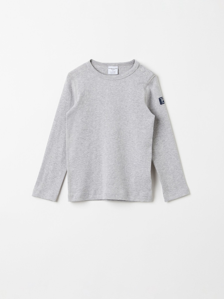 Polarn O. Pyret Grey Organic Cotton Long Sleeve Top - Image 2 of 4
