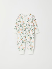 Polarn O. Pyret White Organic Cotton Car Print Sleepsuit - Image 1 of 4