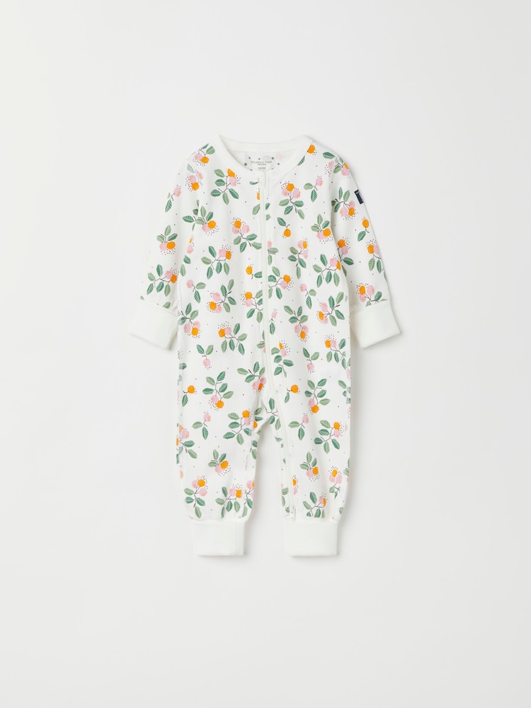 Polarn O. Pyret White Organic Cotton Car Print Sleepsuit - Image 1 of 4