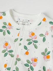 Polarn O. Pyret White Organic Cotton Car Print Sleepsuit - Image 2 of 4