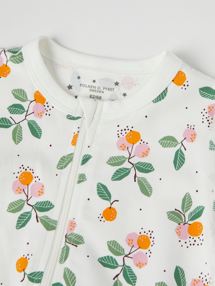 Polarn O. Pyret White Organic Cotton Car Print Sleepsuit - Image 2 of 4