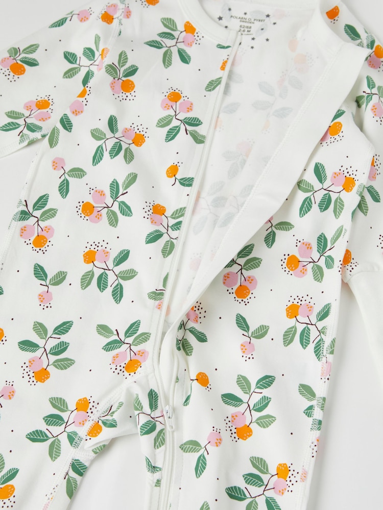 Polarn O. Pyret White Organic Cotton Car Print Sleepsuit - Image 4 of 4