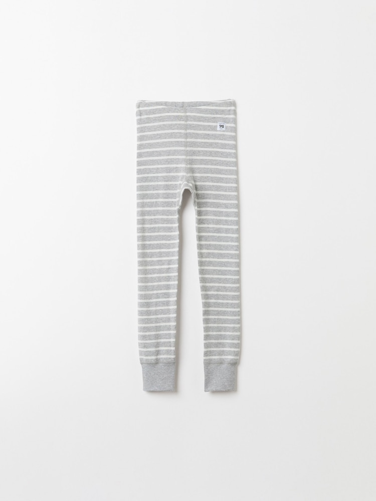 Polarn O. Pyret Grey Organic Cotton Striped Leggings - Image 1 of 2