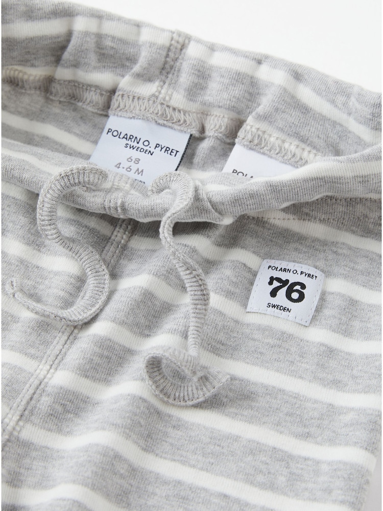 Polarn O. Pyret Grey Organic Cotton Striped Leggings - Image 2 of 2