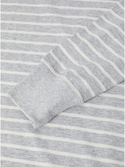 Polarn O. Pyret Grey Organic Cotton Striped Top - Image 2 of 2