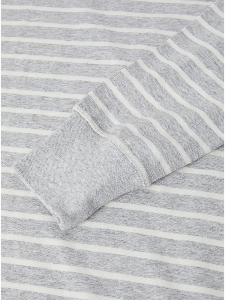 Polarn O. Pyret Grey Organic Cotton Striped Top - Image 2 of 2