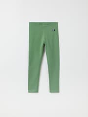 Polarn O. Pyret Green Organic Cotton Plain Leggings - Image 1 of 3