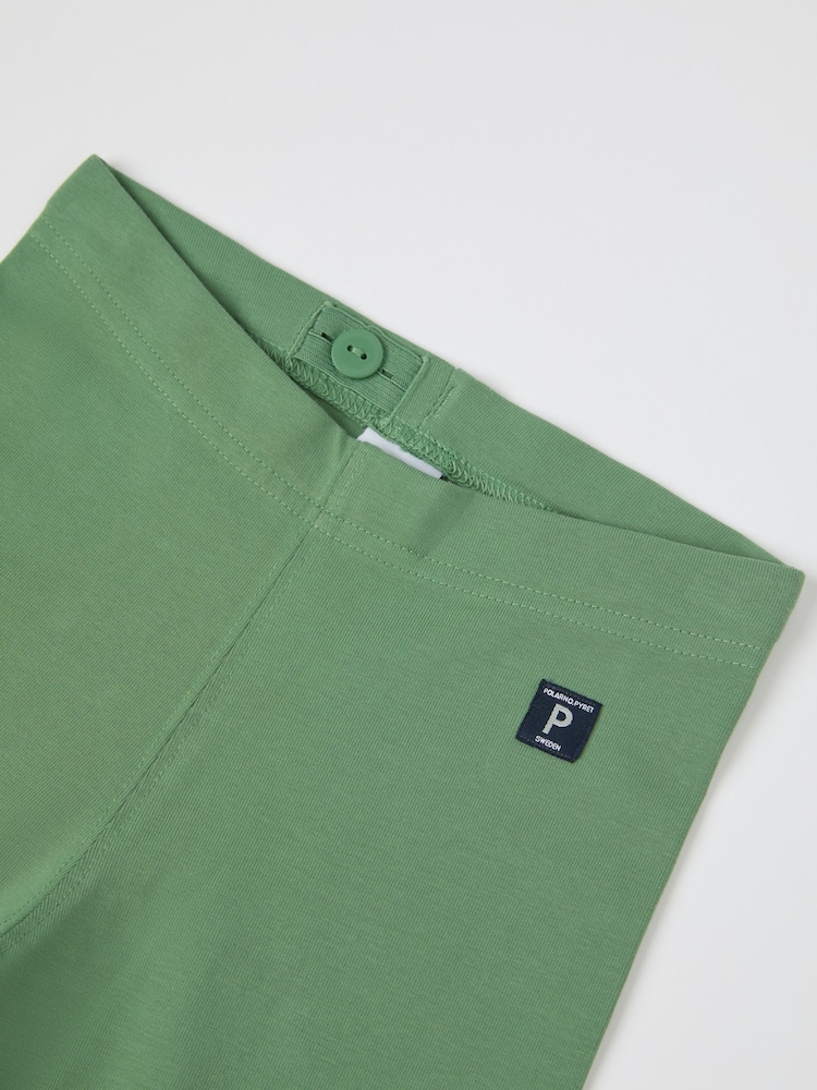 Polarn O. Pyret Green Organic Cotton Plain Leggings - Image 2 of 3 Polarn O. Pyret Green Organic Cotton Plain Leggings - Image 2 of 3