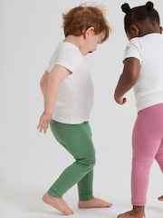 Polarn O. Pyret Green Organic Cotton Plain Leggings - Image 3 of 3