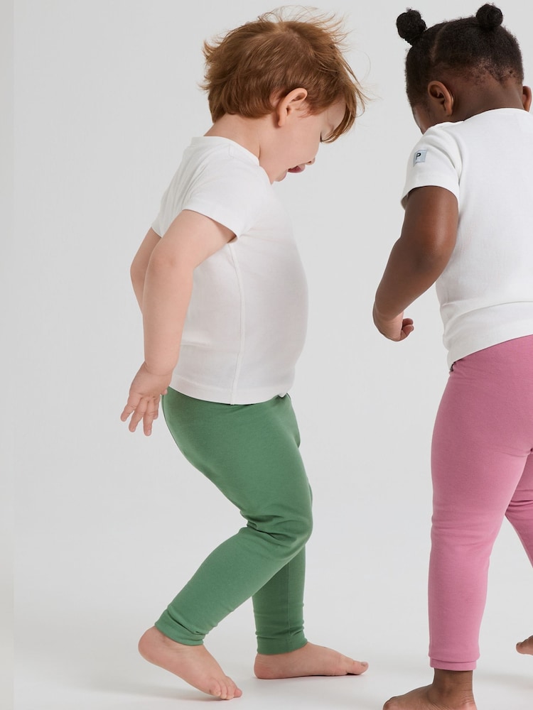 Polarn O. Pyret Green Organic Cotton Plain Leggings - Image 3 of 3