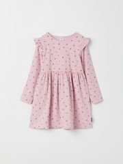 Polarn O. Pyret Pink Organic Cotton Heart Print Dress - Image 1 of 3