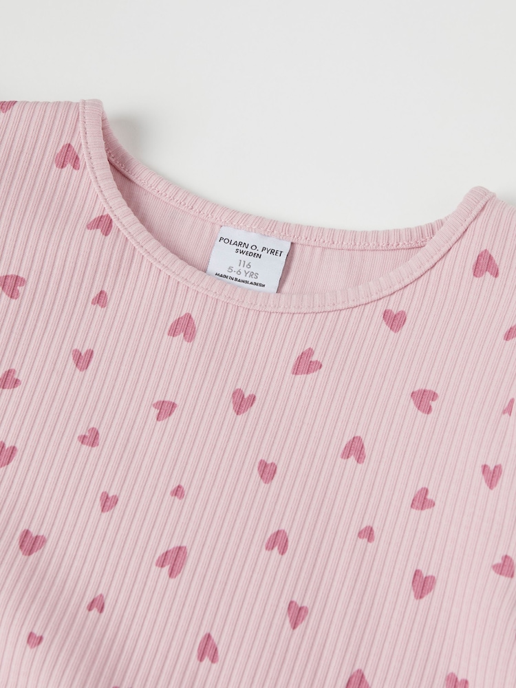 Polarn O. Pyret Pink Organic Cotton Heart Print Dress - Image 2 of 3