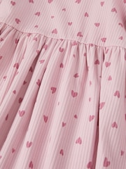 Polarn O. Pyret Pink Organic Cotton Heart Print Dress - Image 3 of 3