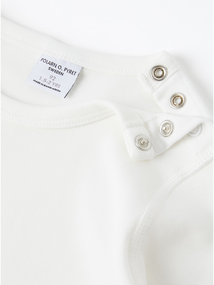 Polarn O. Pyret White Organic Cotton Short Sleeve T-Shirt - Image 2 of 3
