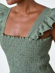 Roman Green Cotton Linen Blend Frill Jumpsuit - Image 5 of 5