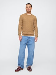 Gap Beige CashSoft Cable Knit Crew Neck Jumper - Image 3 of 4