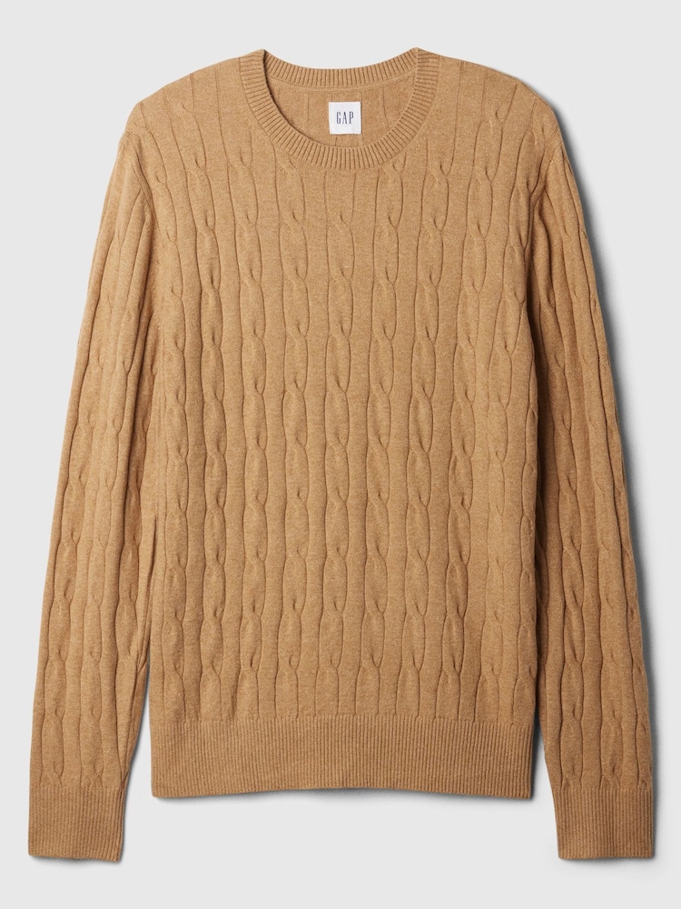 Gap Beige CashSoft Cable Knit Crew Neck Jumper - Image 4 of 4