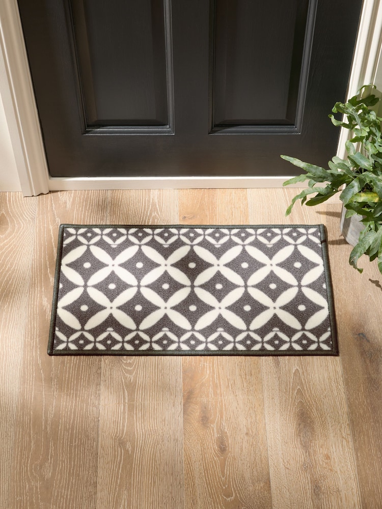 Grey Washable Tile Doormat - Image 2 of 7