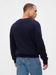 Gap Navy Blue CashSoft Cable Knit Crew Neck Jumper - Image 2 of 4