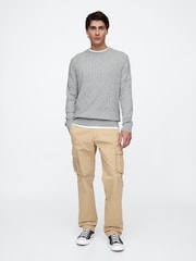Gap Grey CashSoft Cable Knit Crew Neck Jumper - Image 1 of 3