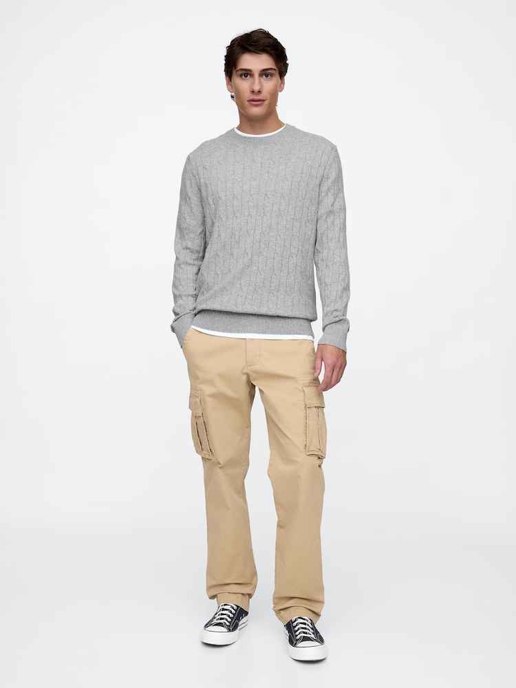 Gap Grey CashSoft Cable Knit Crew Neck Jumper - Image 1 of 3