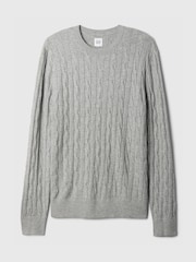 Gap Grey CashSoft Cable Knit Crew Neck Jumper - Image 3 of 3