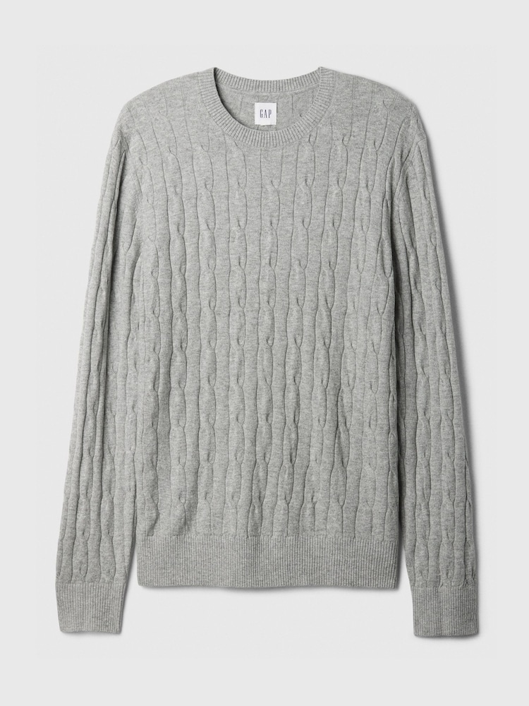 Gap Grey CashSoft Cable Knit Crew Neck Jumper - Image 3 of 3