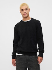 Gap Black CashSoft Cable Knit Crew Neck Jumper - Image 1 of 4