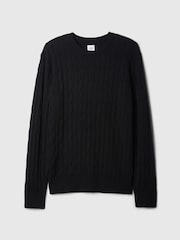 Gap Black CashSoft Cable Knit Crew Neck Jumper - Image 4 of 4