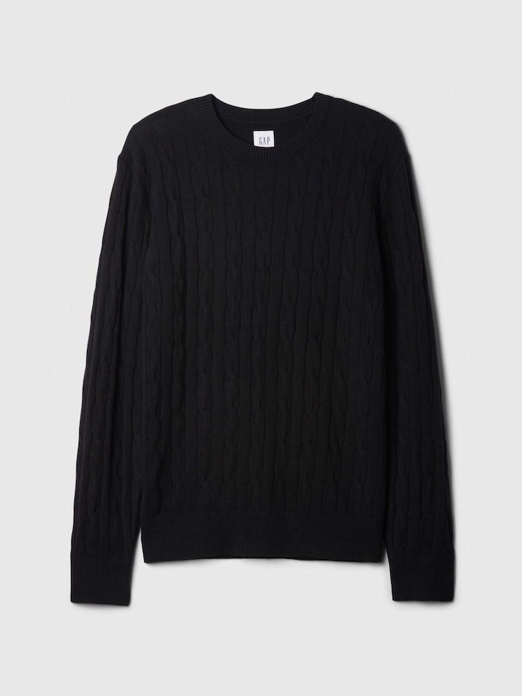 Gap Black CashSoft Cable Knit Crew Neck Jumper - Image 4 of 4