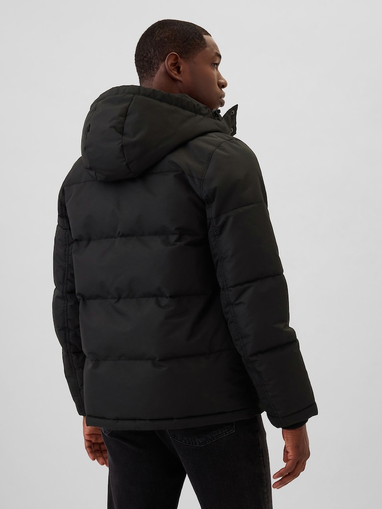 Gap Black Heavyweight Logo Hooded Puffer Coat - Image 2 of 6