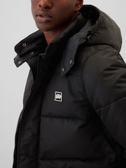 Gap Black Heavyweight Logo Hooded Puffer Coat - Image 4 of 6