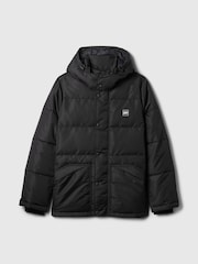 Gap Black Heavyweight Logo Hooded Puffer Coat - Image 5 of 6