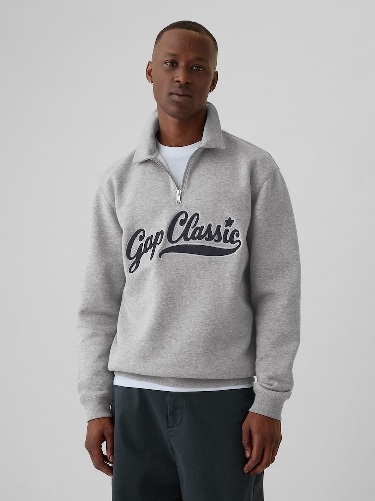 Gap Grey Logo Vintage Oversized Quarter-Zip Sweatshirt - Image 1 of 5