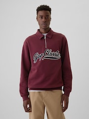 Gap Burgundy Red Vintage Soft Logo Quarter Zip Jumper - Image 1 of 5