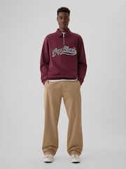 Gap Burgundy Red Vintage Soft Logo Quarter Zip Jumper - Image 3 of 5